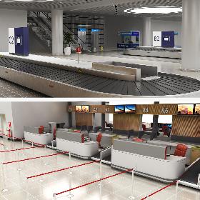 3D model Airport Baggage Reclaim Room and Check-in Counter